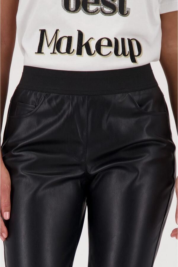 Monari Imitatieleren broek met elastische taille