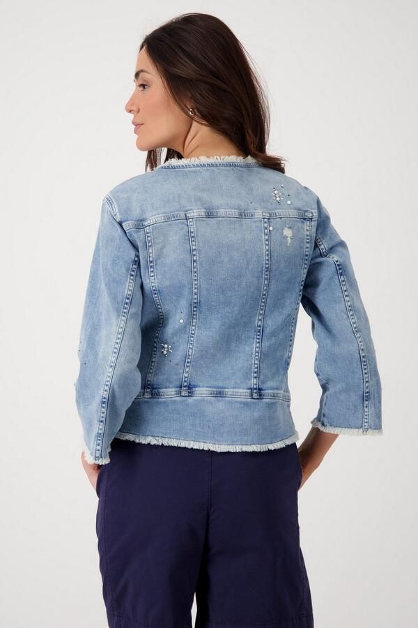 Monari Jeansblazer met destroyed effecten en glinsterende studs - Foto 4
