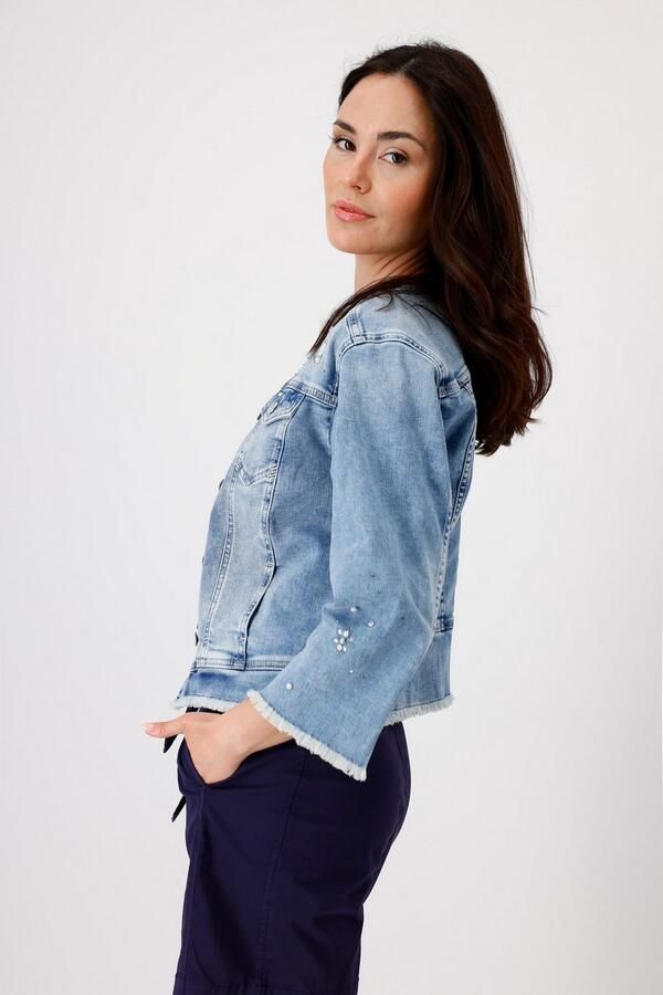 Monari Jeansblazer met destroyed effecten en glinsterende studs - Foto 5