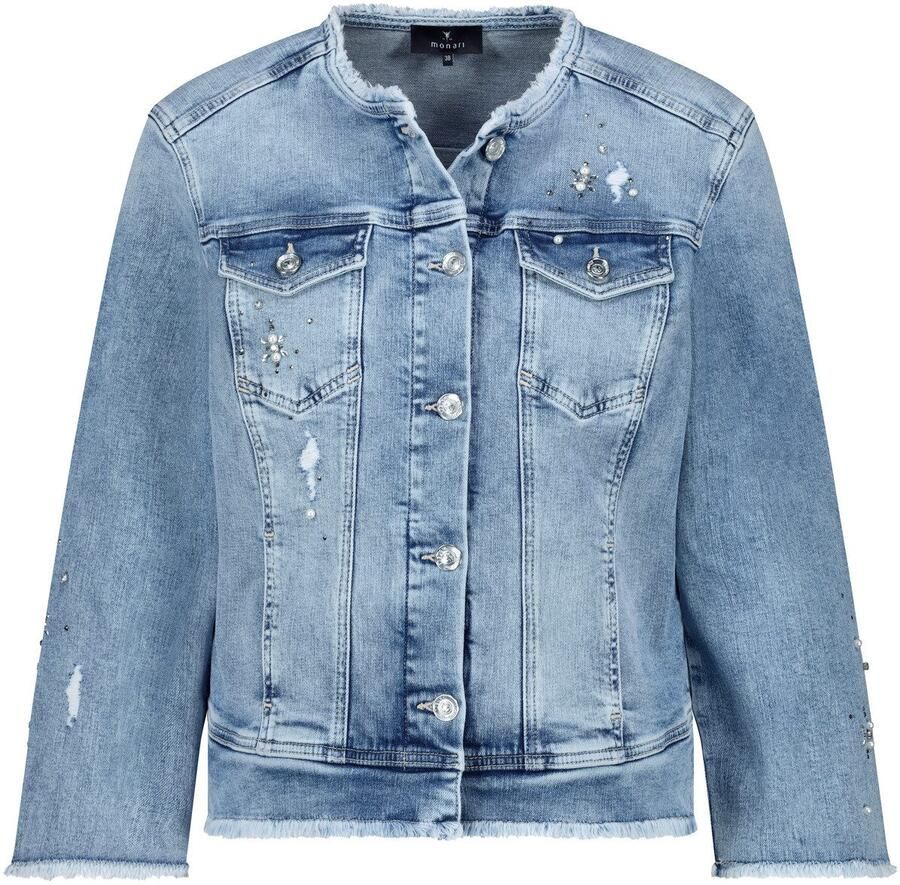 Monari Jeansblazer met destroyed effecten en glinsterende studs