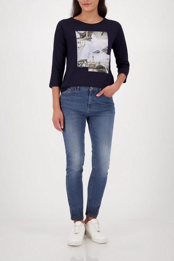 Monari Shirt met 3 4 mouwen Shirt print + sieraden Regular fit met ronde hals - Foto 5