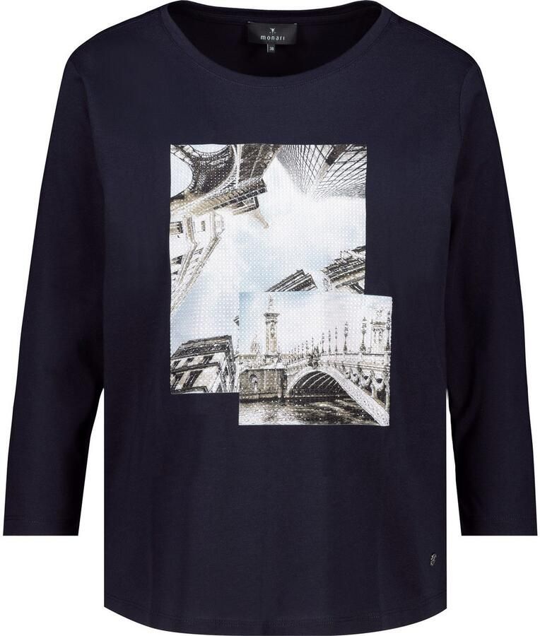 Monari Shirt met 3 4 mouwen Shirt print + sieraden Regular fit met ronde hals