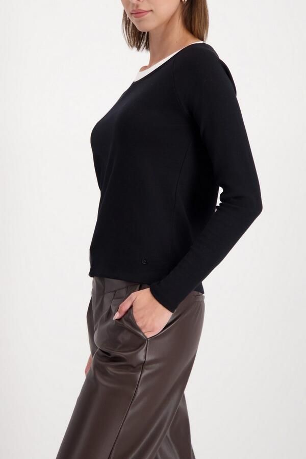 Monari Shirt met lange mouwen Shirt Basic Rippe 2in1 Regular fit met ronde hals - Foto 3