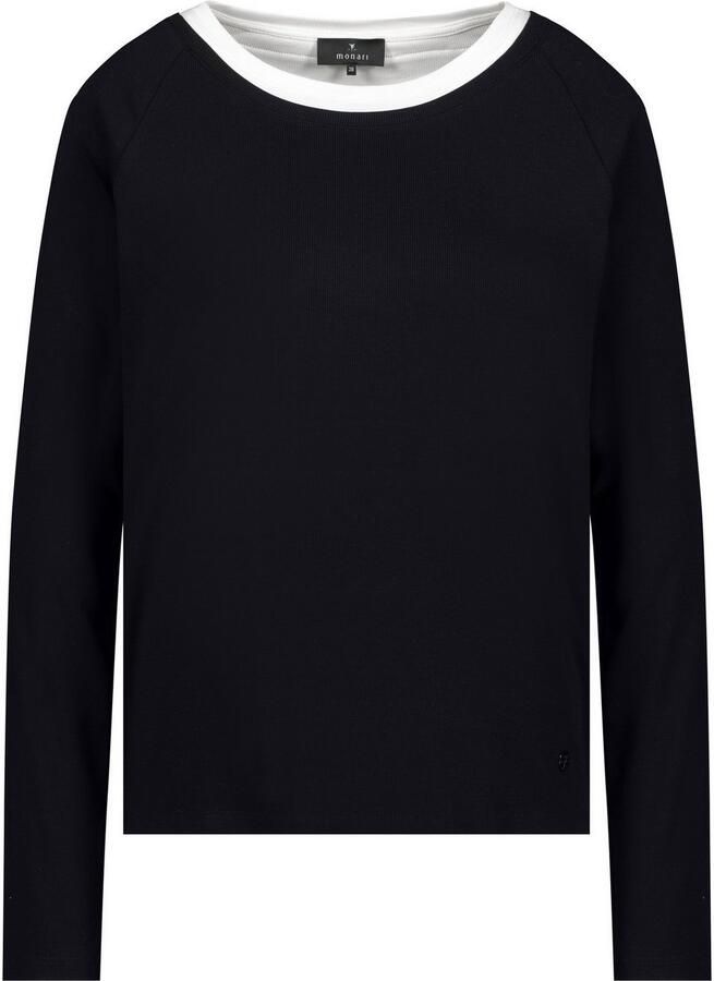 Monari Shirt met lange mouwen Shirt Basic Rippe 2in1 Regular fit met ronde hals
