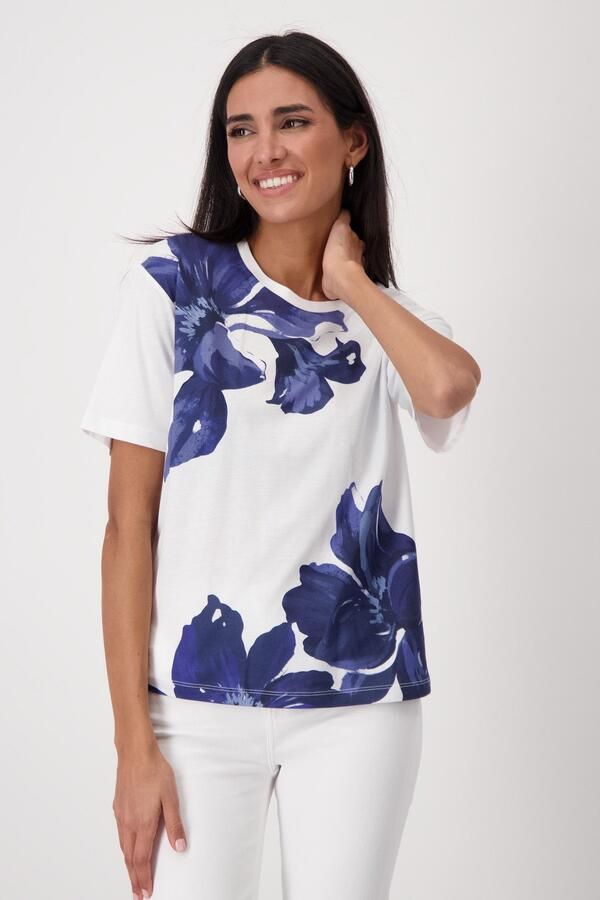Monari Shirt met ronde hals met bloe print - Foto 6