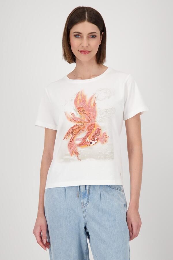 Monari Shirt met ronde hals met frontprint en glitterstuds - Foto 6