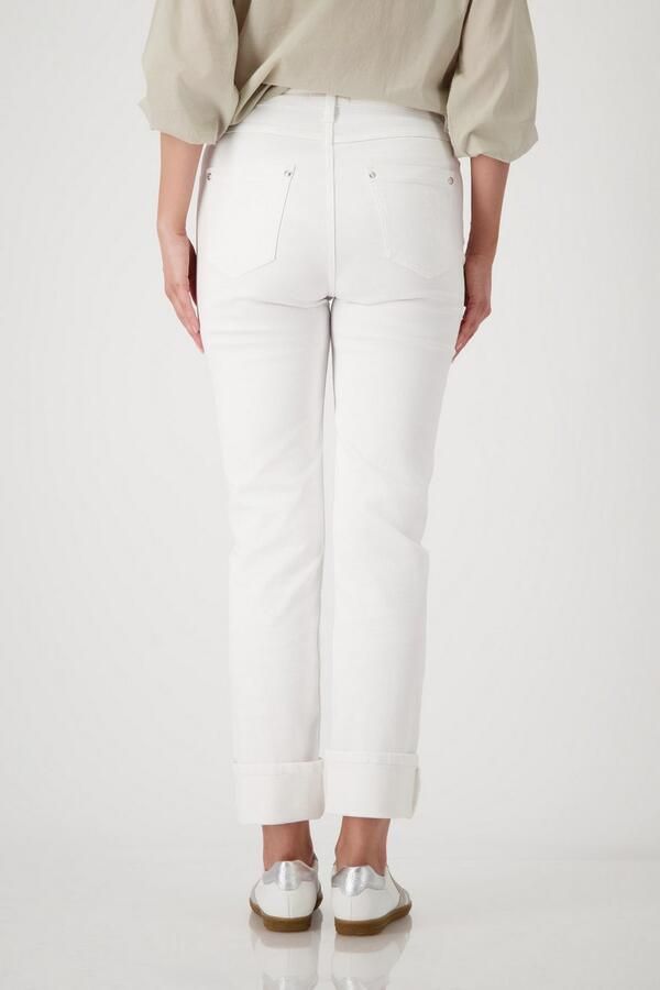 Monari Straight jeans met glittersteentjes en destroyed-effecten