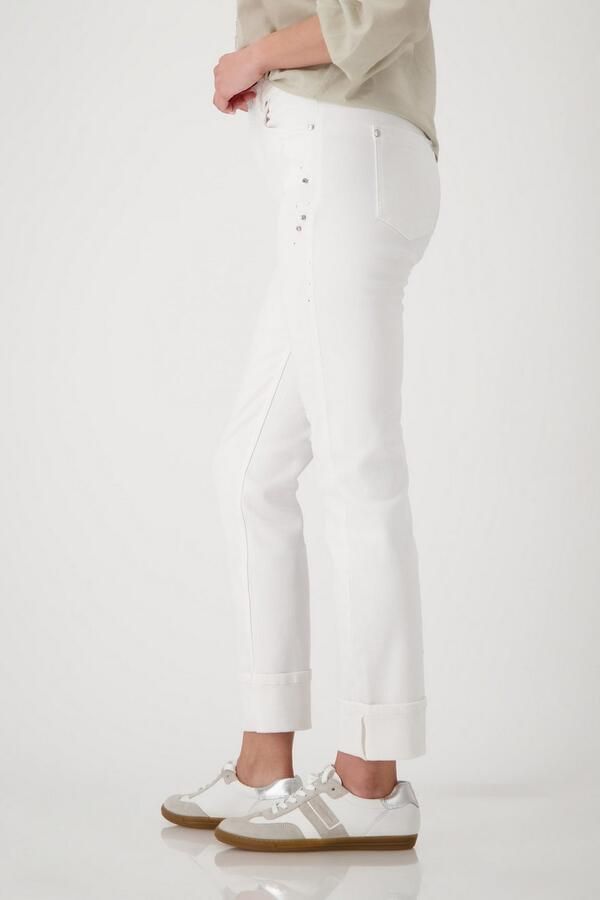 Monari Straight jeans met glittersteentjes en destroyed-effecten - Foto 2