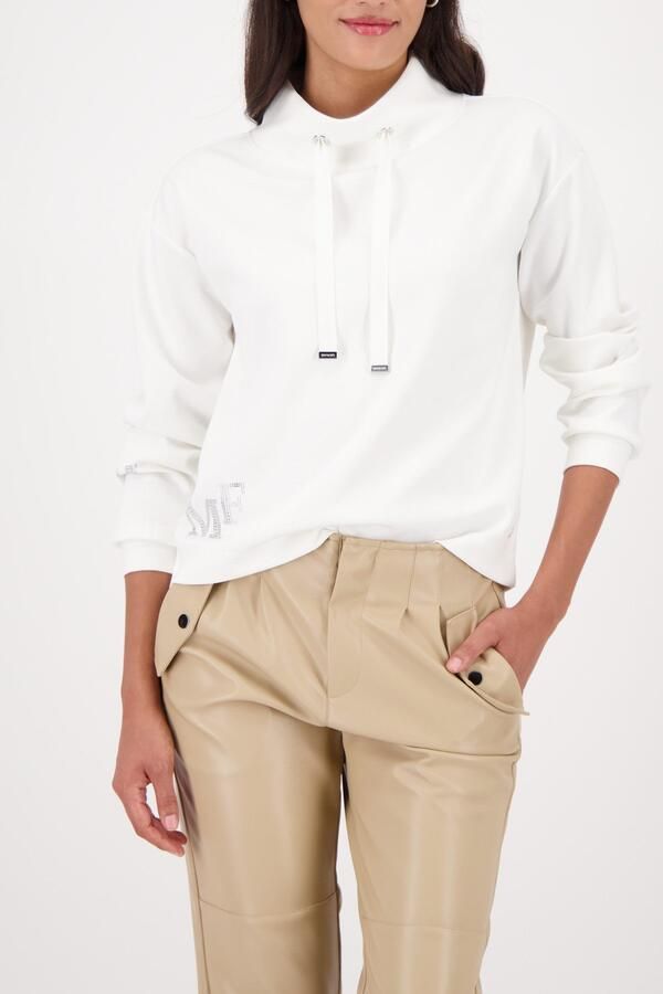 Monari Sweatshirt met sieraaddetail Opstaande kraag met bindband logo van strassstenen - Foto 6
