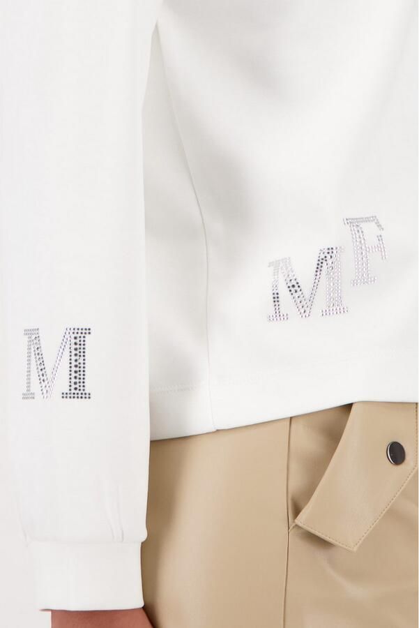 Monari Sweatshirt met sieraaddetail Opstaande kraag met bindband logo van strassstenen - Foto 2