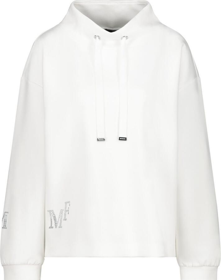 Monari Sweatshirt met sieraaddetail Opstaande kraag met bindband logo van strassstenen