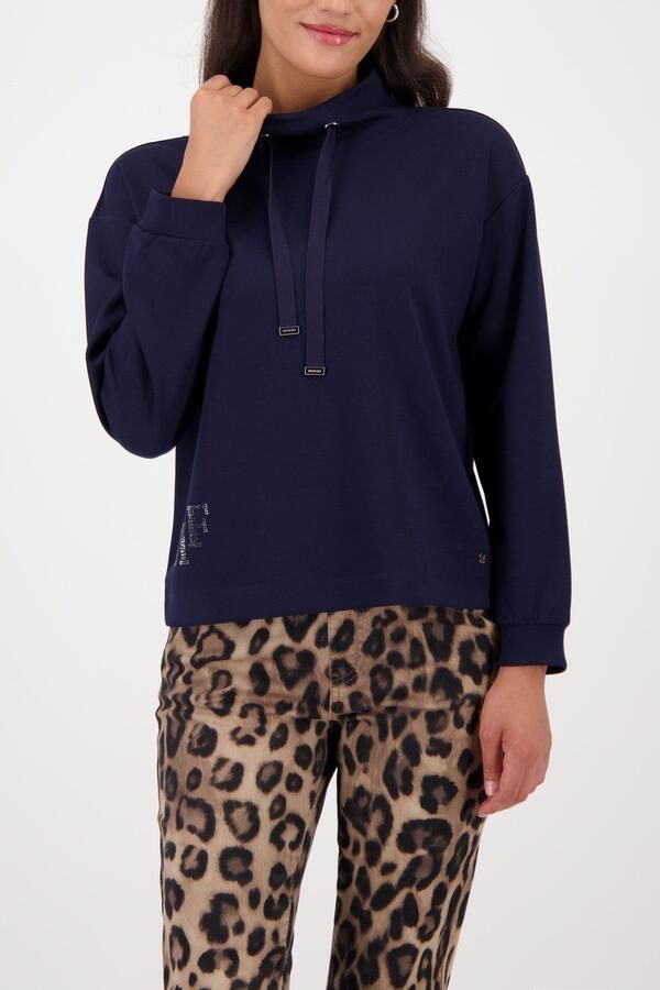 Monari Sweatshirt met sieraaddetail Opstaande kraag met bindband logo van strassstenen - Foto 6