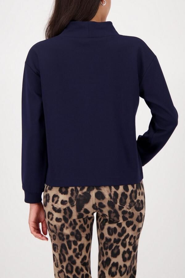 Monari Sweatshirt met sieraaddetail Opstaande kraag met bindband logo van strassstenen - Foto 3