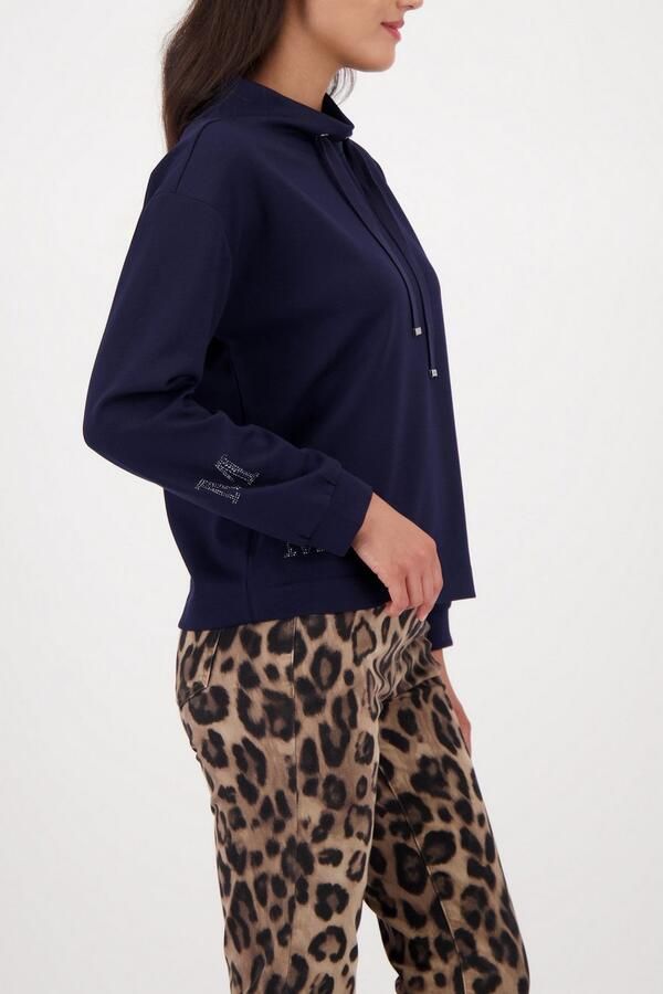 Monari Sweatshirt met sieraaddetail Opstaande kraag met bindband logo van strassstenen - Foto 4