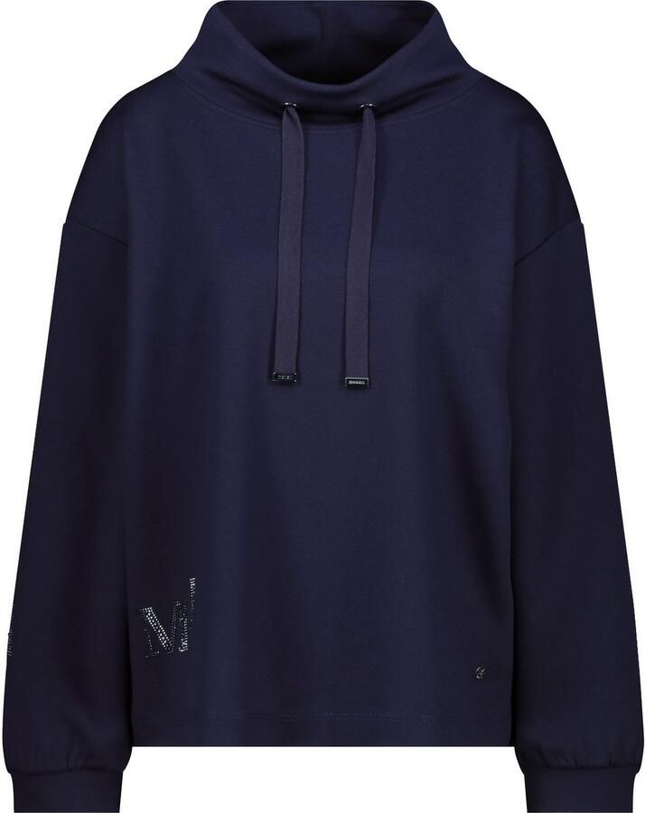 Monari Sweatshirt met sieraaddetail Opstaande kraag met bindband logo van strassstenen