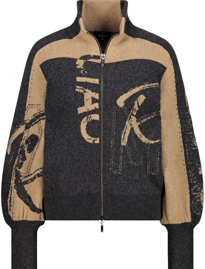 Monari Vest Regular fit met opstaande kraag en strassdetails