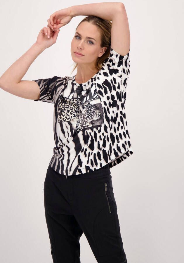 Monari Shirt met ronde hals met dierenprint