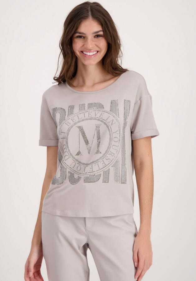 Monari Shirt met ronde hals met glinsterende frontprint