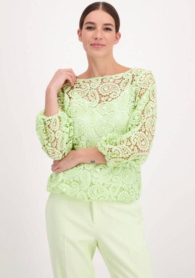 Monari Shirt met ronde hals van transparante kant