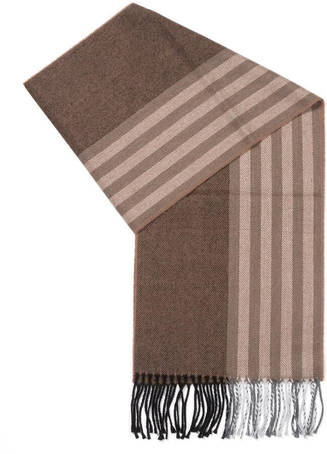 MONTI Gebreide sjaal aangenaam zacht mode sjaal lange meerkleurige franjes