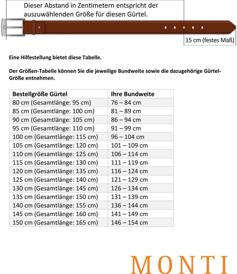 MONTI Leren riem 3 5 cm breed business-casual suede inkortbaar