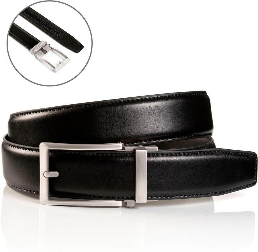 MONTI Leren riem 3 5 cm breed klassiek-business automatische sluiting past altijd