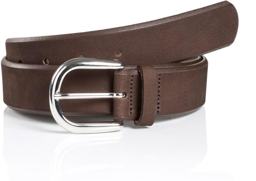 MONTI Leren riem Pavia van nubuckleer met glanzende gesp 3 5 cm breed - Foto 4