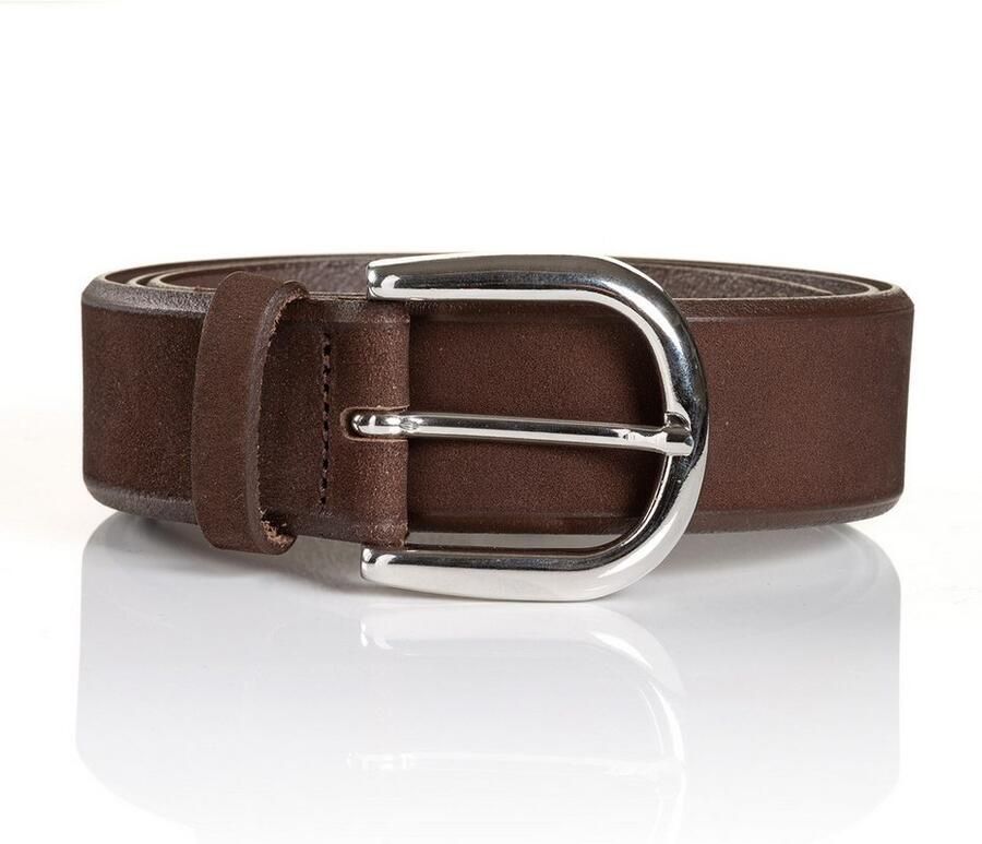 MONTI Leren riem Pavia van nubuckleer met glanzende gesp 3 5 cm breed - Foto 2