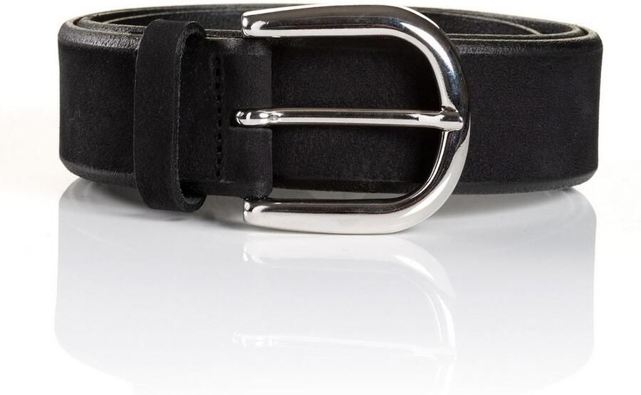 MONTI Leren riem Pavia van nubuckleer met glanzende gesp 3 5 cm breed - Foto 3