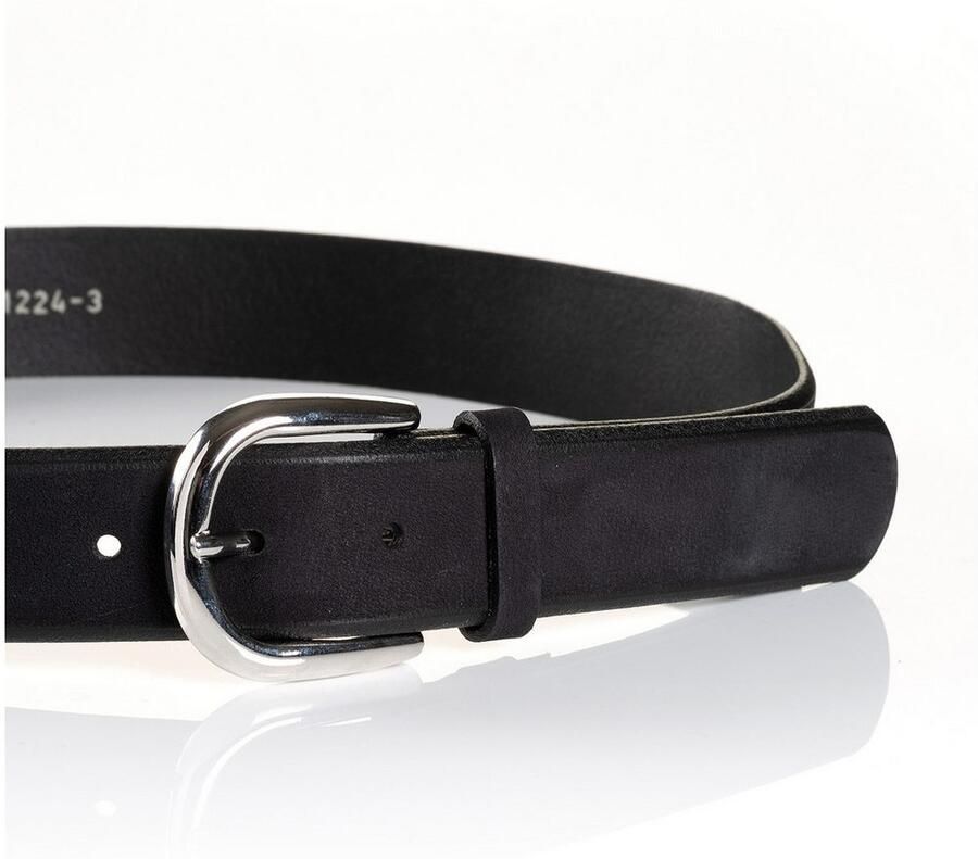 MONTI Leren riem Pavia van nubuckleer met glanzende gesp 3 5 cm breed