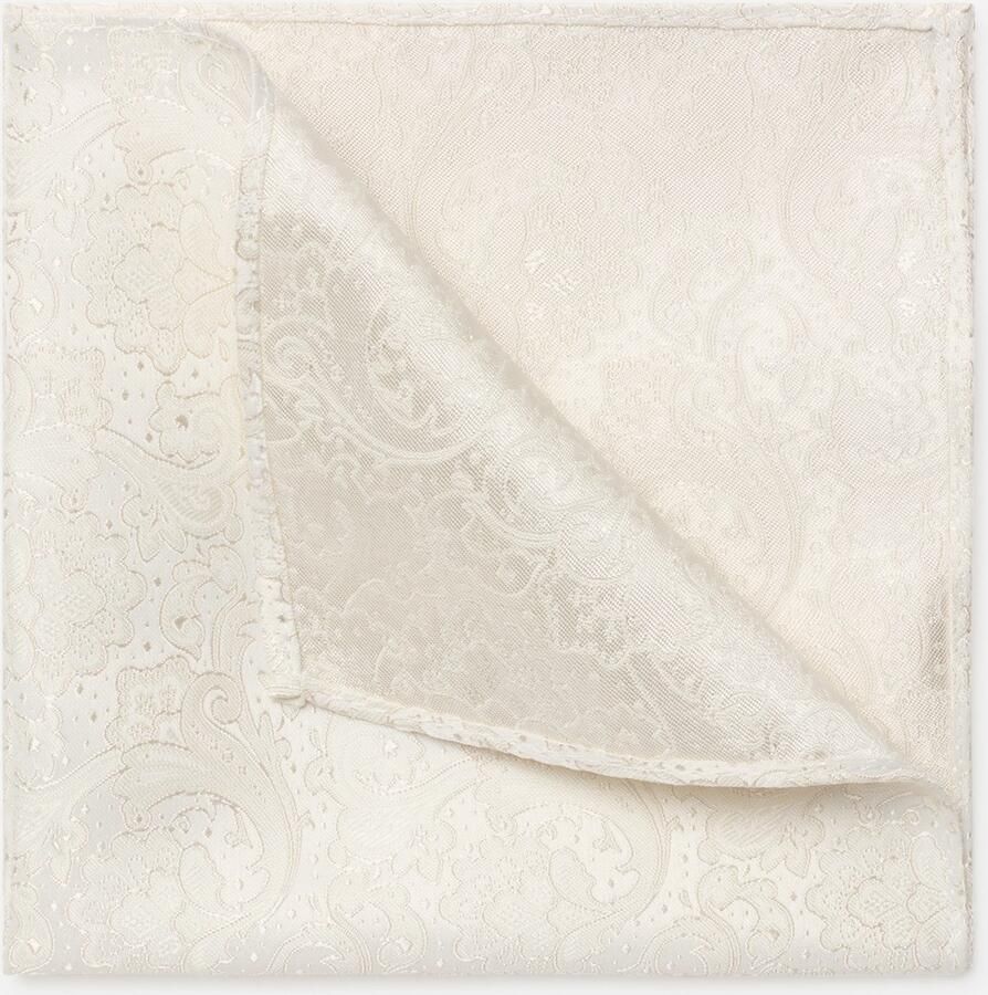 MONTI Pochet Titanium Paisley-patroon hoogwaardig verwerkt zakdoek handgerold - Foto 3