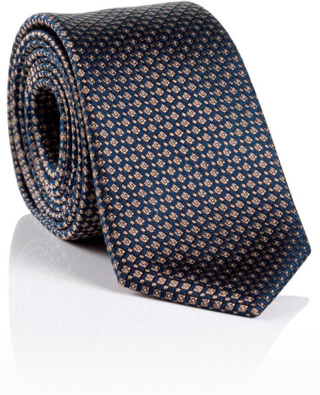 Monti Zijden stropdas met klein motief in klassiek model (6 5 cm)