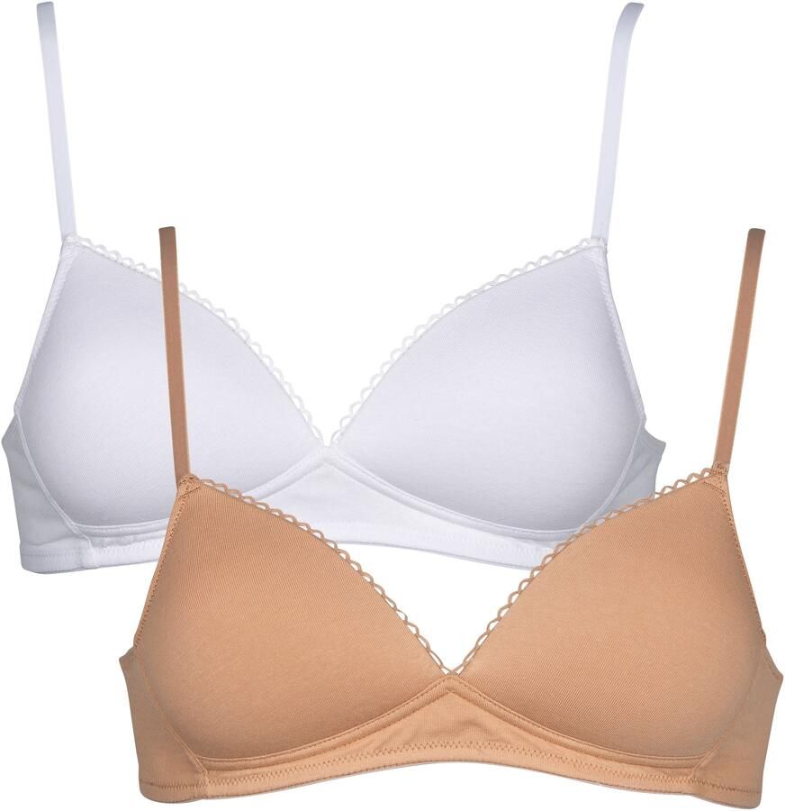 Mustang Beugelloze-bh platte afwerking gewatteerd zonder beugel basic katoenmix (Set van 2) - Foto 5