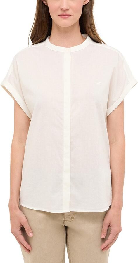 Mustang Blouse met korte mouwen met verborgen knoopsluiting