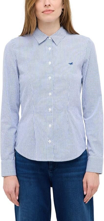 Mustang Overhemdblouse met logostitching en sportmanchetten - Foto 4