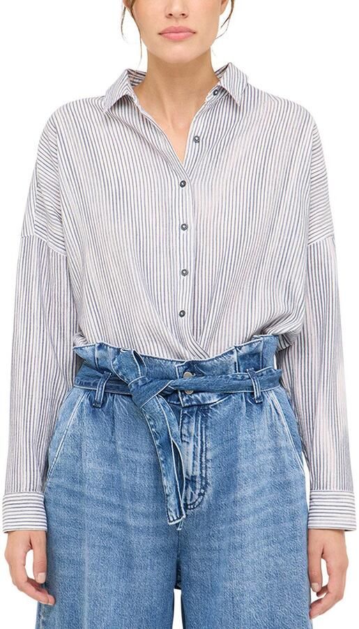 Mustang Oversized overhemdblouse met motiefstitching model 'Ruby' - Foto 2