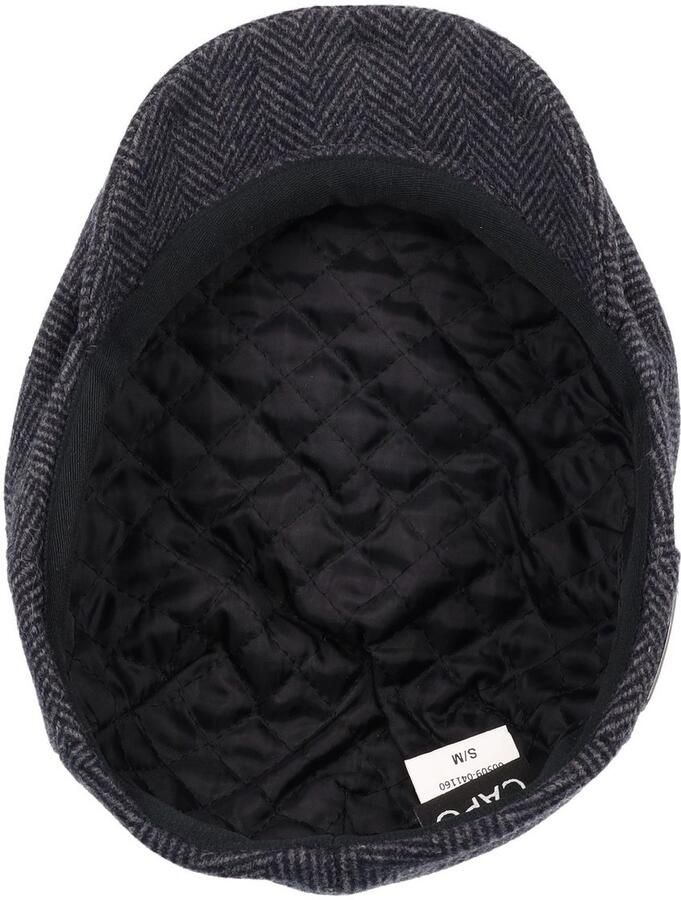 Mustang Flat cap met klep hoog wolgehalte visgraatpatroon gevoerd