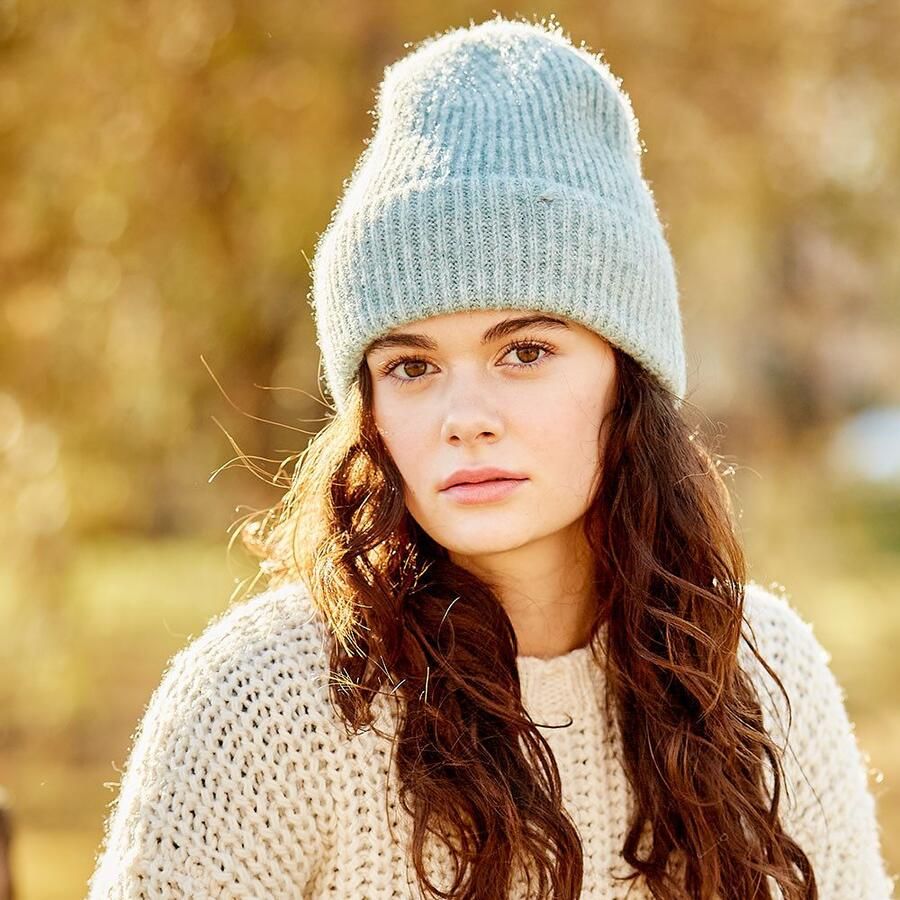 Mustang Gebreide muts Discrete gemêleerde tinten grof gebreid