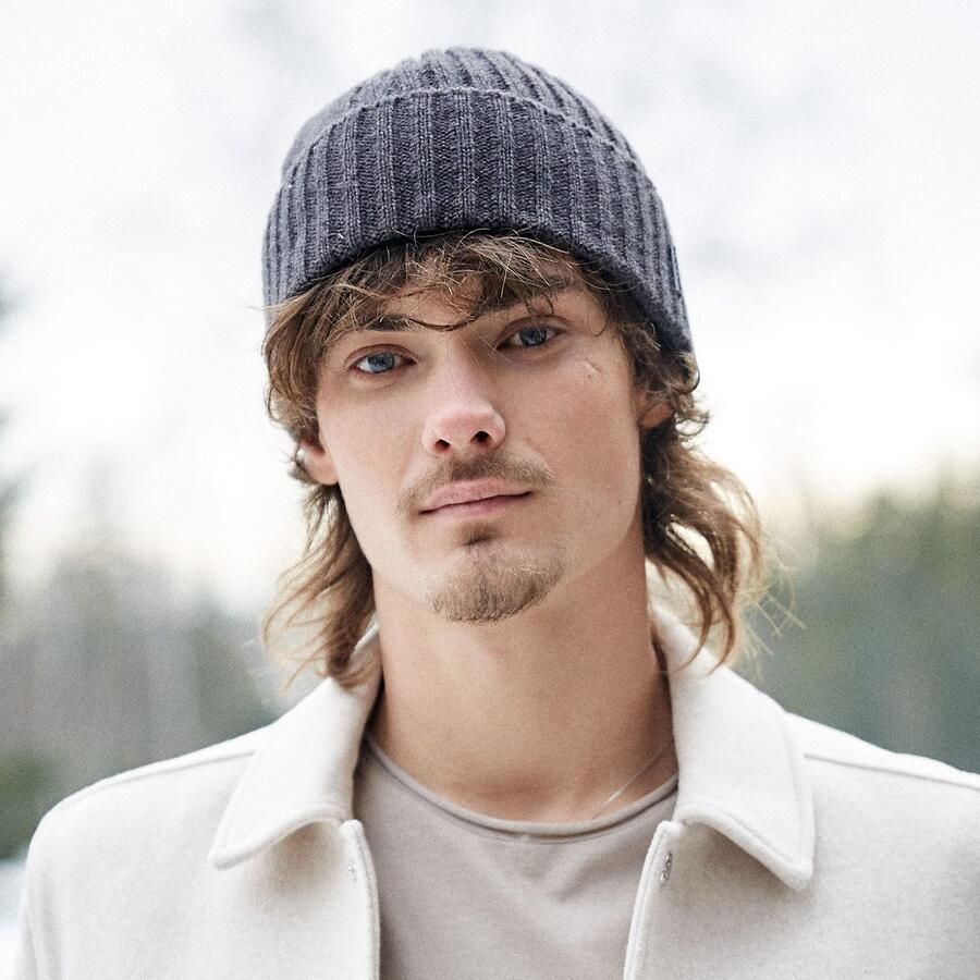 Mustang Gebreide muts Klassiek ribbreisel hoog wolgehalte gevoerd