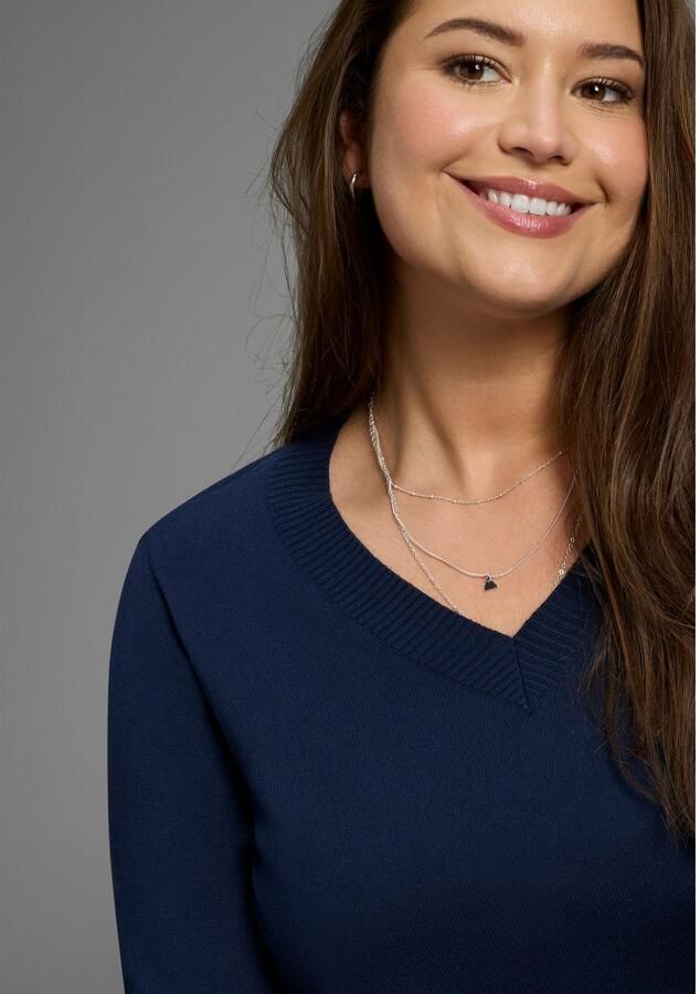 Mustang Gebreide trui figuur omhullend met v-hals grote maat - Foto 2