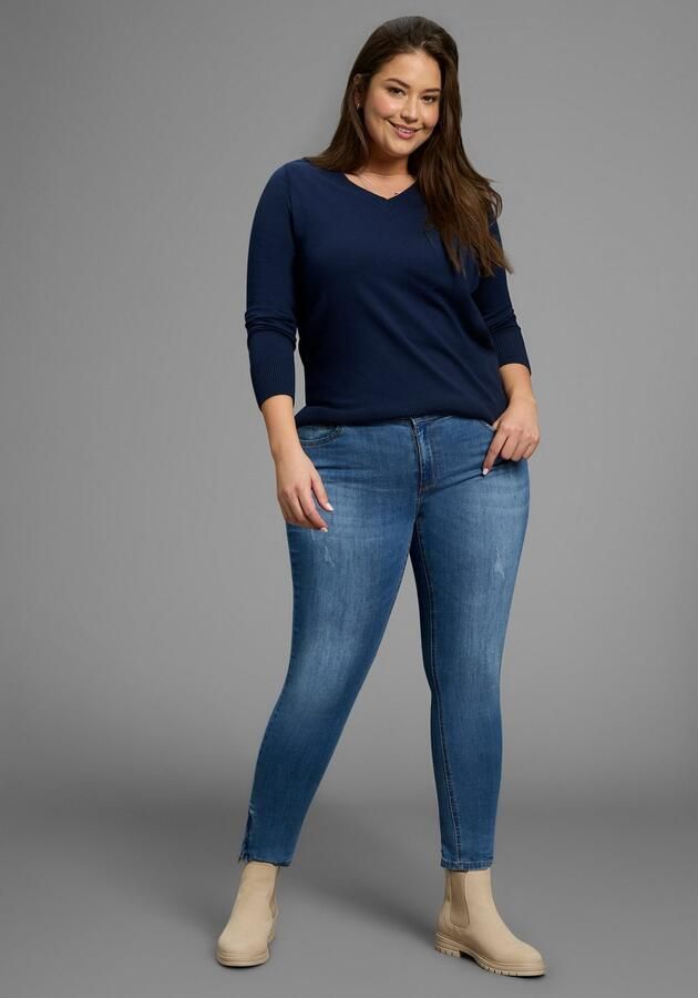 Mustang Gebreide trui figuur omhullend met v-hals grote maat - Foto 5