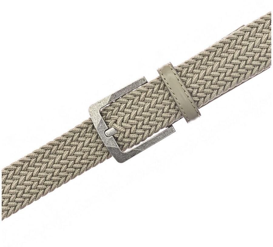 Mustang Gevlochten riem Elastisch in gevlochten look met opvallende lederen details 3 5 cm (1 stuk)