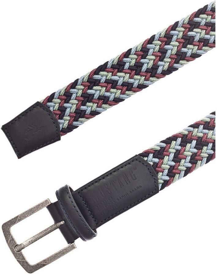 Mustang Gevlochten riem Elastisch in gevlochten look met opvallende lederen details 3 5 cm (1 stuk)