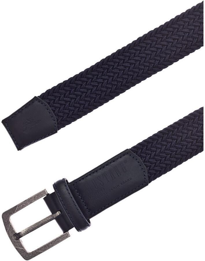Mustang Gevlochten riem Elastisch in gevlochten look met opvallende lederen details 3 5 cm (1 stuk)