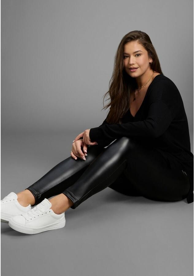 Mustang Imitatieleren broek van elastische stof grote maten - Foto 2