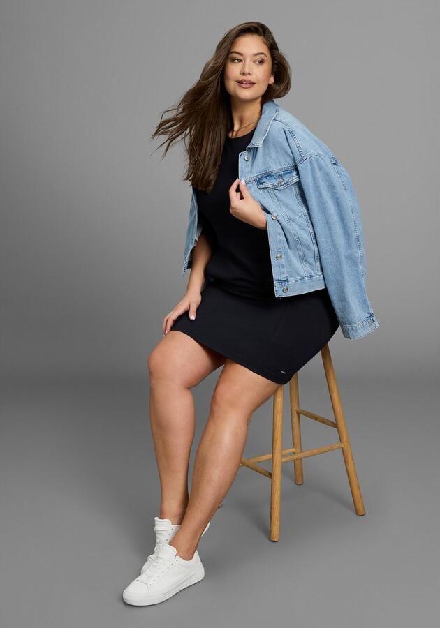 Mustang Jerseyjurk met 3 4-mouwen van flatterende milano ribstof grote maat - Foto 4