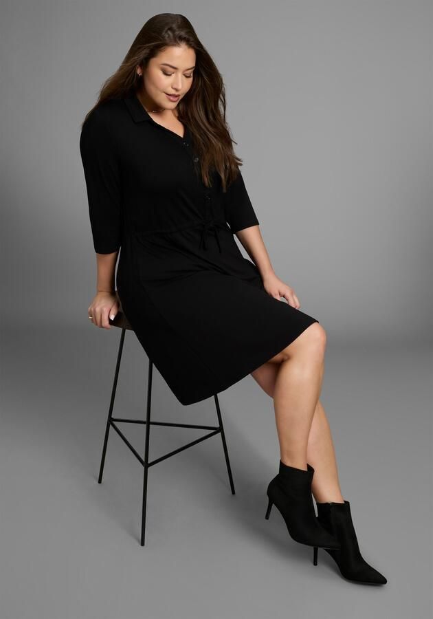 Mustang Jerseyjurk met polo-kraag en getailleerd tunnelkoord grote maat - Foto 6