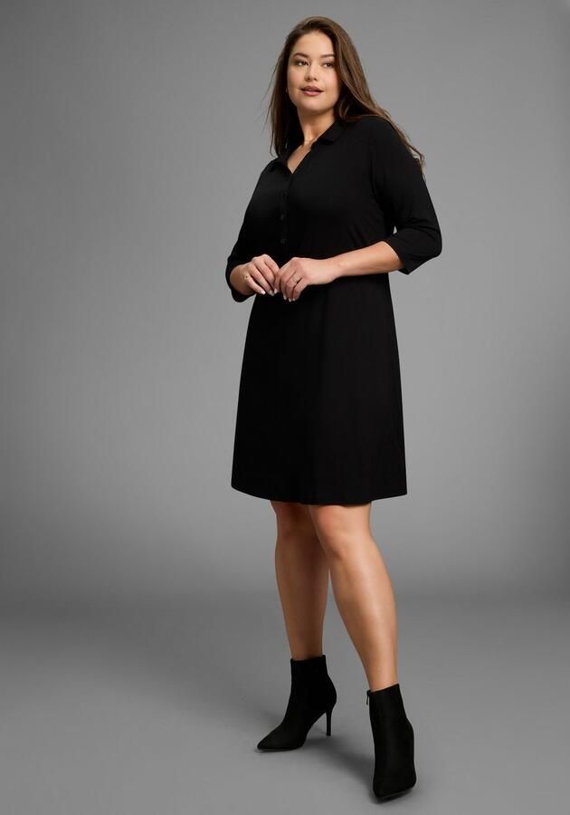 Mustang Jerseyjurk met polo-kraag en getailleerd tunnelkoord grote maat - Foto 2