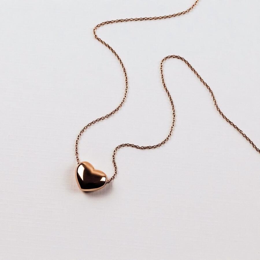 Mustang Ketting met hanger Sieraad Geschenk Roestvrijstalen Ketting Puffy Heart Hart