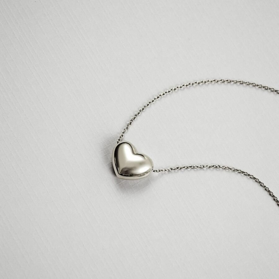 Mustang Ketting met hanger Sieraad Geschenk Roestvrijstalen Ketting Puffy Heart Hart
